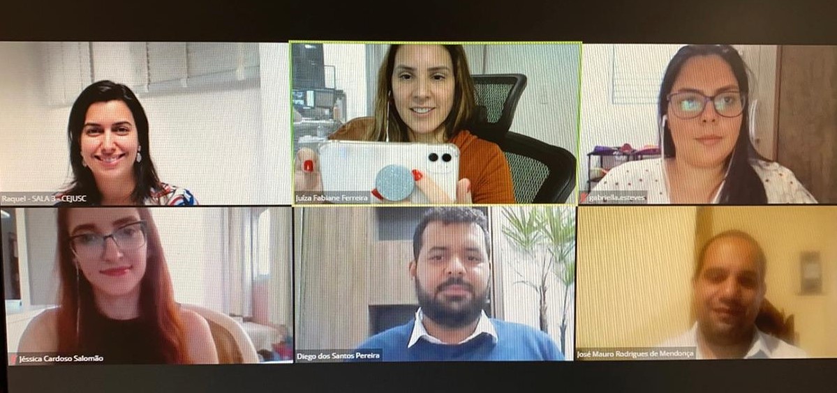 Captura de tela da grade da reunião pelo Zoom da Primeira Semana Regional de Conciliação Trabalhista do TRT/MS