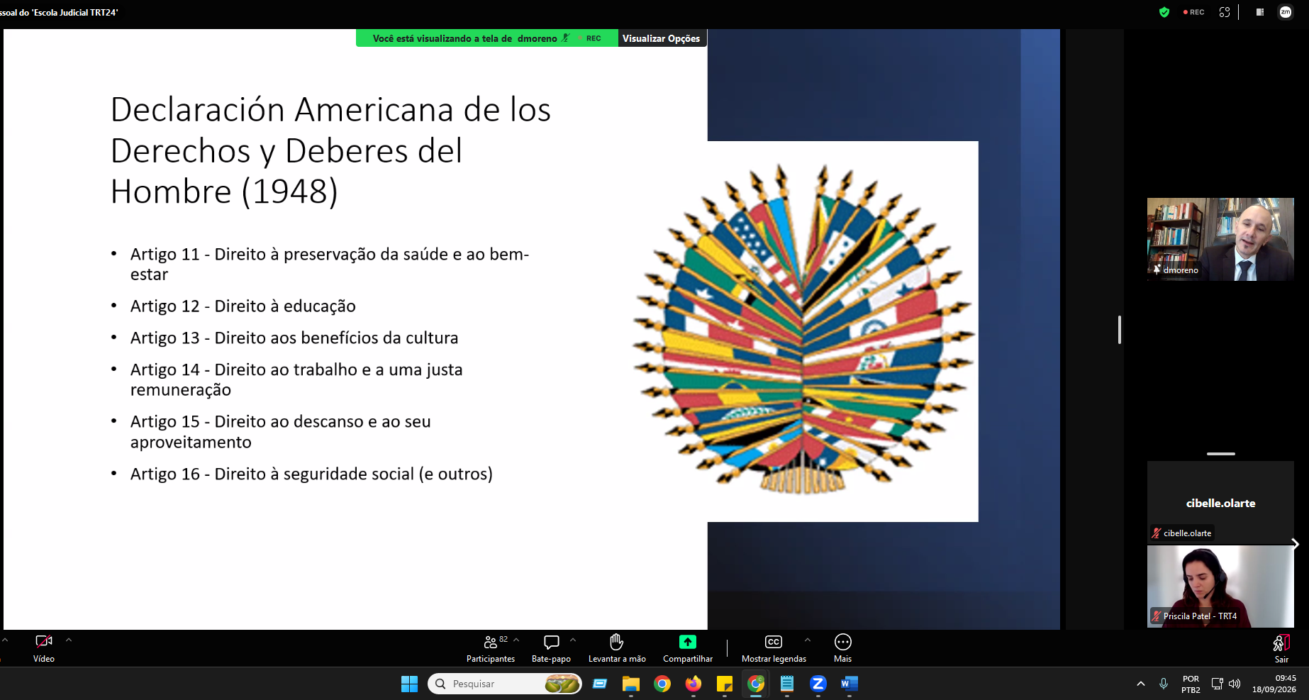 A Escola Judicial do Tribunal Regional do Trabalho da 24ª Região (TRT/MS) promoveu, nesta sexta-feira (18/9), o evento “DESCA no Sistema Interamericano: Desafios e Perspectivas para a Proteção dos Direitos Humanos”