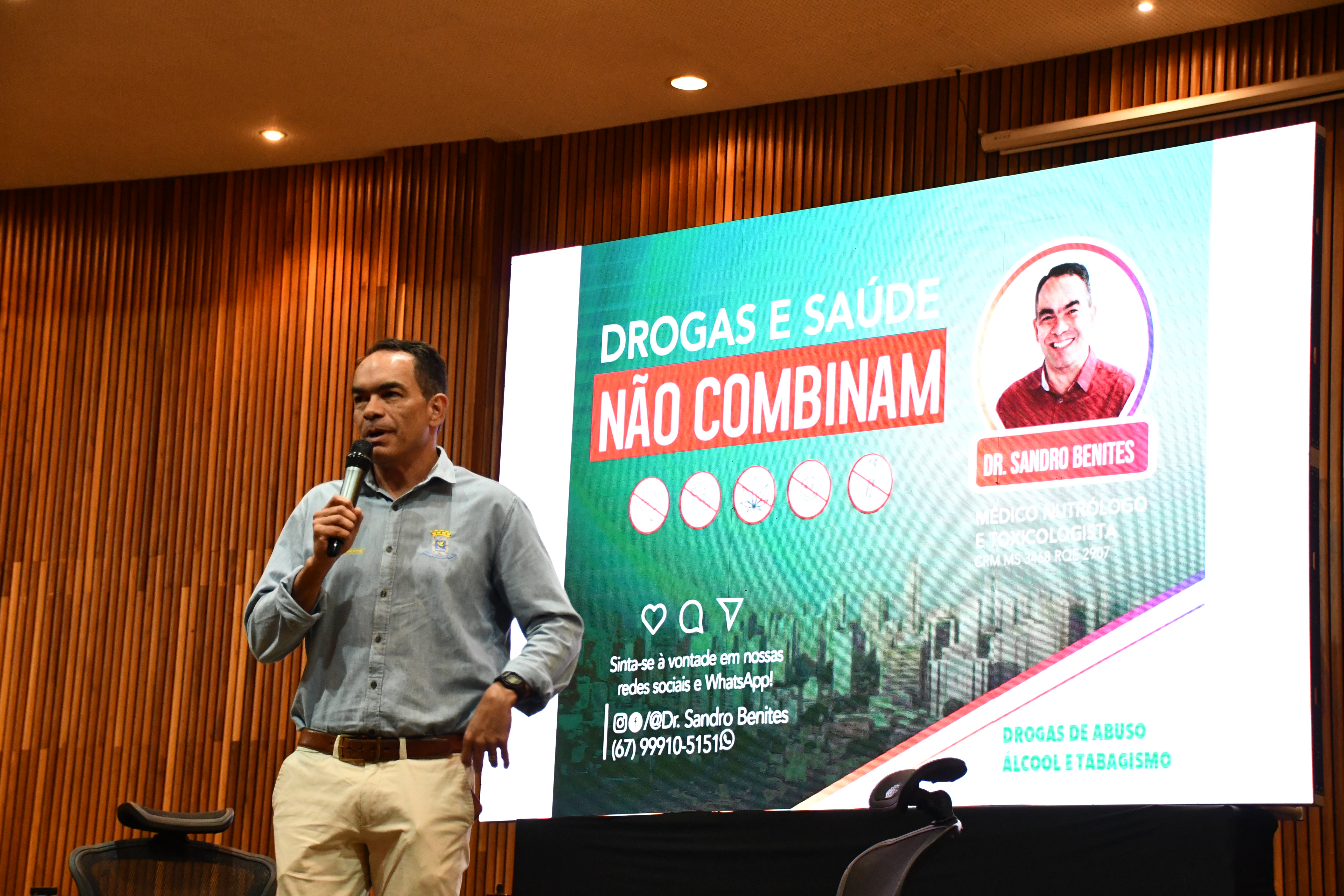 O médico nutrólogo e diretor-presidente da Funesp, Sandro Trindade Benites, ministrou a palestra “Prevenção ao Uso e Abuso de Álcool e Drogas”