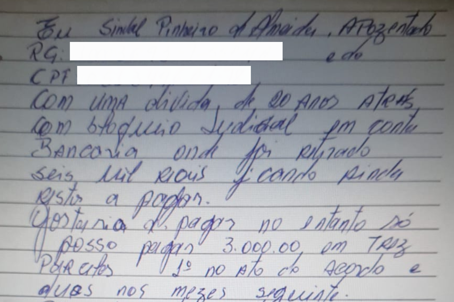 A iniciativa de fazer acordo partiu do executado que, mesmo sem advogado, escreveu uma carta e juntou ao Processo Judicial Eletrônico propondo um acordo para encerrar a ação de mais de trinta anos