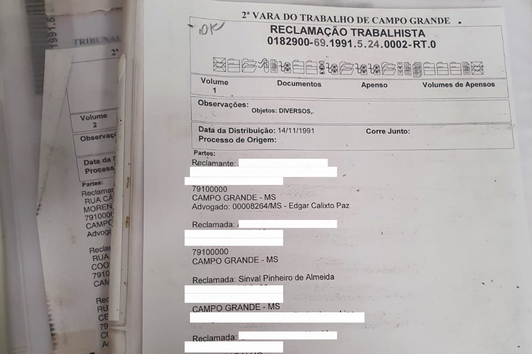 ação trabalhista iniciada em 1991