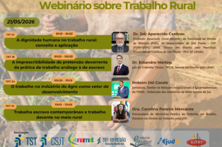 Programação oficial do Webinário sobre Trabalho Rural