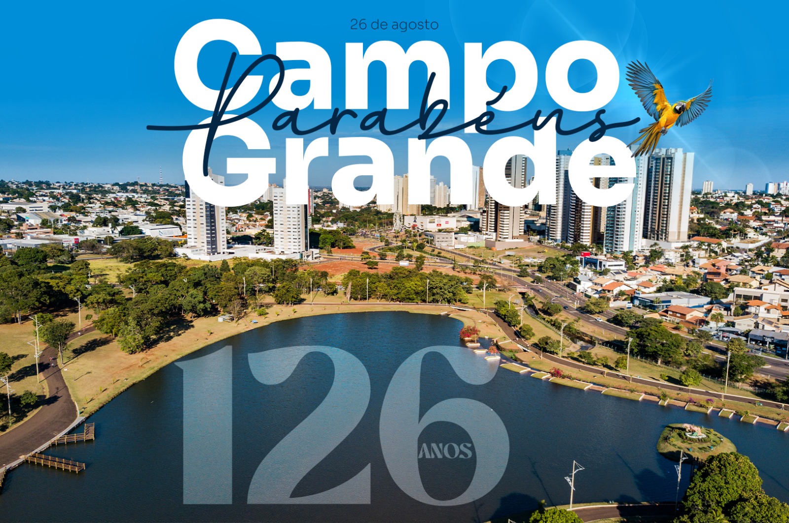imagem de campo grande com os dizeres Campo Grande 126 anos