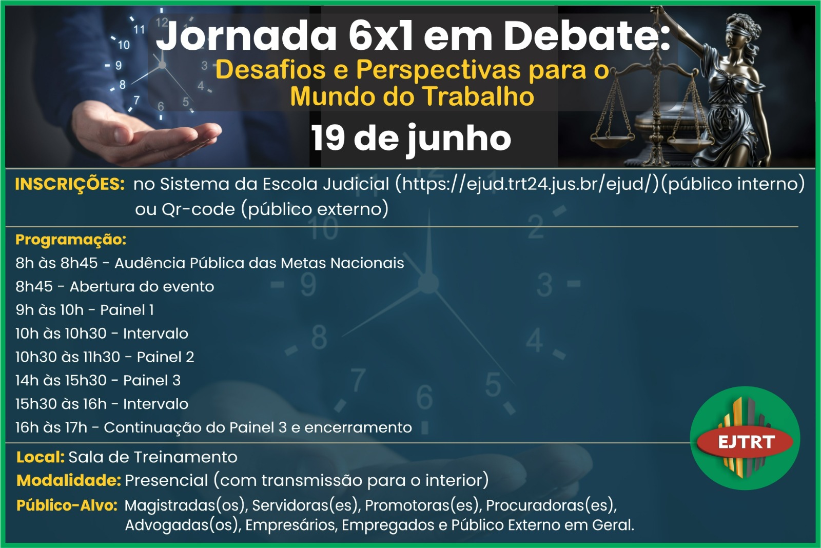 card do evento Jornada 6X1 em Debate: Desafios e Perspectivas para o Mundo do Trabalho