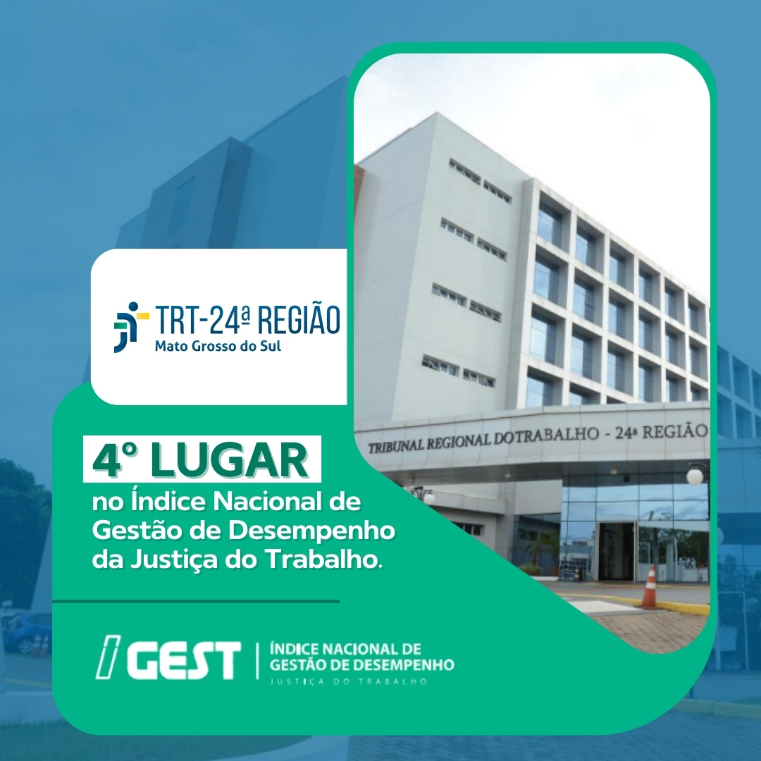 TRT/MS 4º lugar no Índice Nacional de Gestão de Desempenho da Justiça do Trabalho