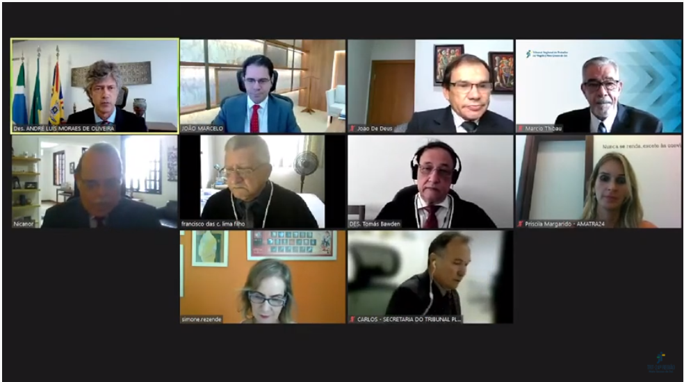 Captura de tela da reunião telepresencial realizada via Zoom