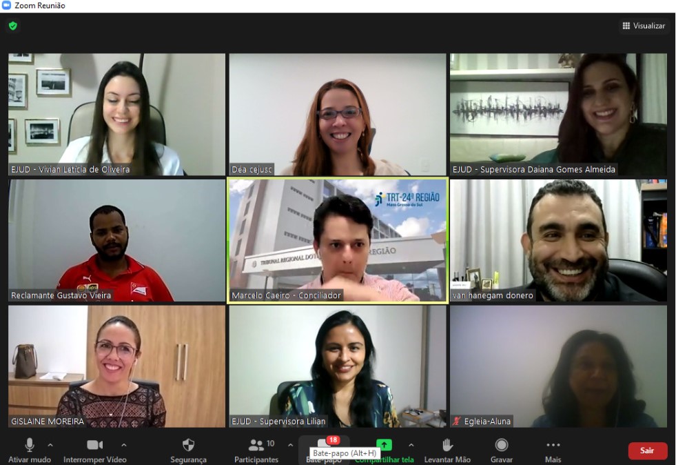Captura de tela da reunião realizada de forma telepresencial via Zoom