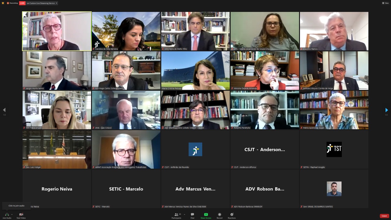 Captura de tela de reunião realizada de forma telepresencial via Zoom
