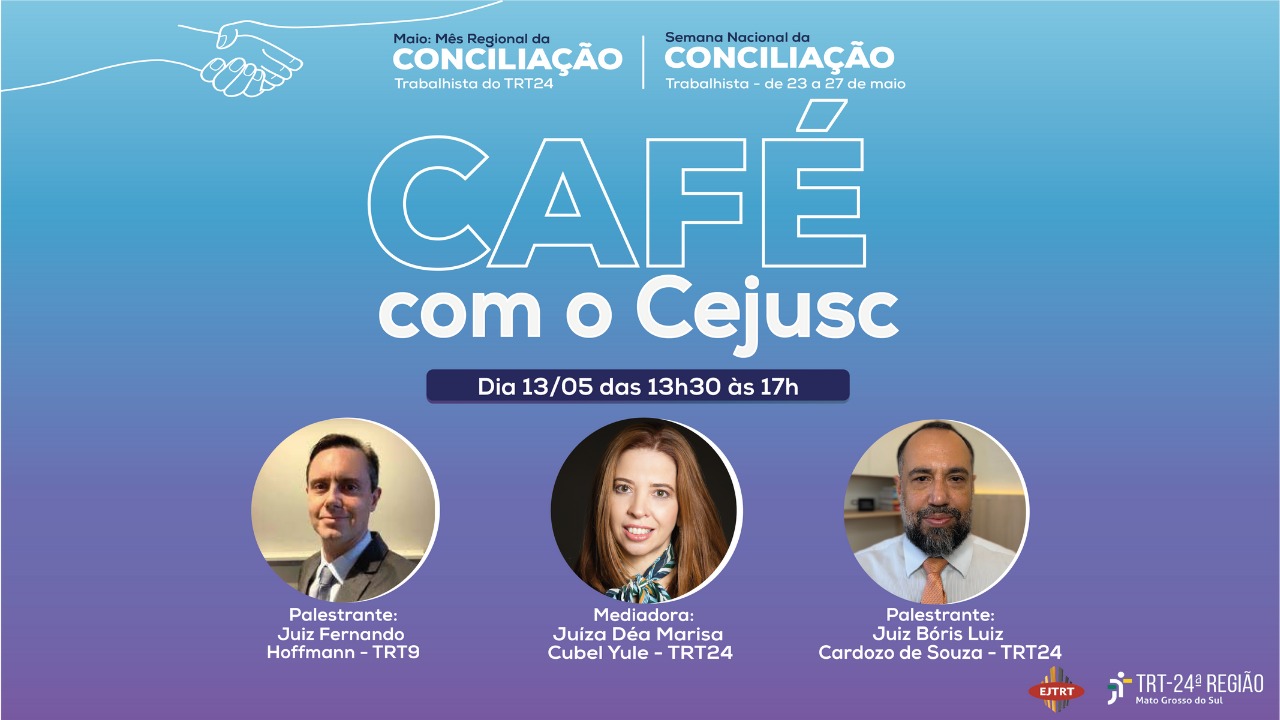 Arte de convite para a participação do Café com o Cejusc