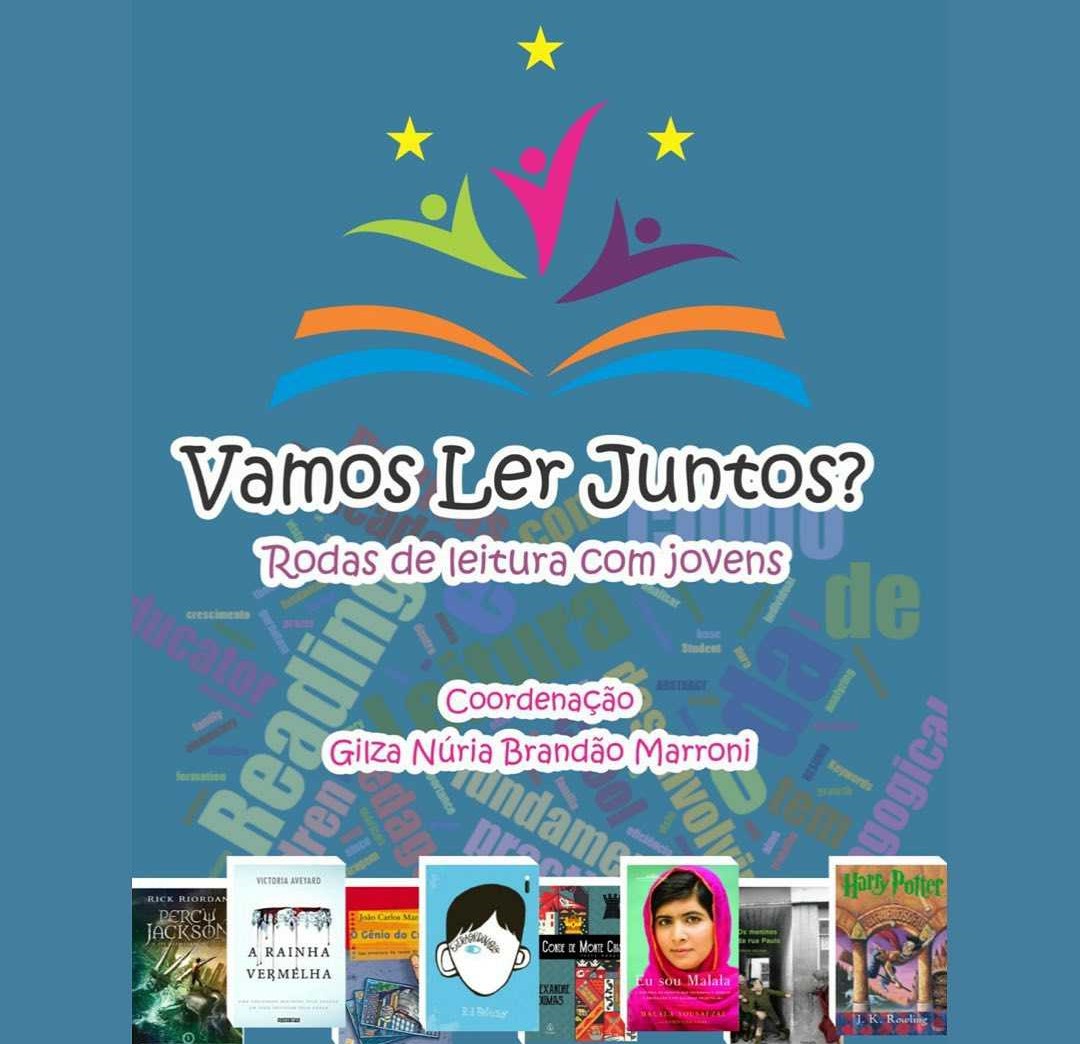 Arte de divulgação do projeto Vamos ler juntos?: Rodas de leitura com jovens