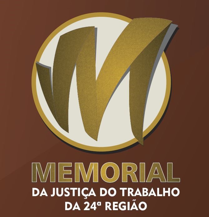 Logo marca do Memorial do TRT da 24ª Região em fundo marrom e um M dourado centralizado