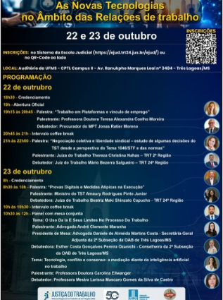 Escola Judicial do TRT/MS promove evento sobre novas tecnologias nas relações de trabalho
