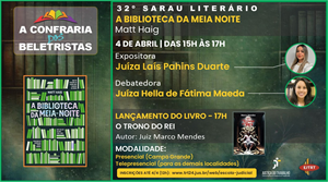Sarau Literário da Confraria dos Beletristas discutirá “A Biblioteca da Meia-Noite”