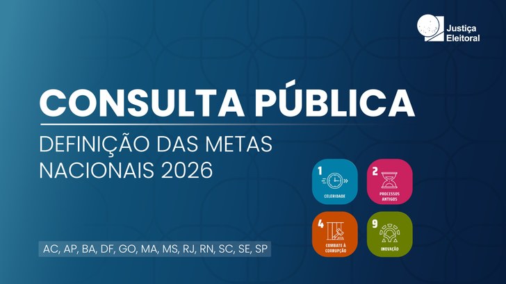 Consulta Pública para Elaboração das Metas Nacionais da Justiça Eleitoral 2026 está aberta até 21 de abril