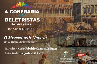 Livro "O Mercador de Veneza" será discutido no 10º Sarau Literário